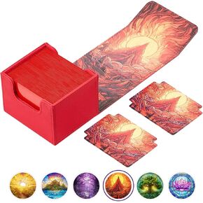 MTG Deck Box – Commander Deck Box for 120 Sleeved Cards with Art Interior – Leather Dividers, Nano-Fiber Exterior, Magnetic Closure – Perfect for Magic: The Gathering, TCG - Pink