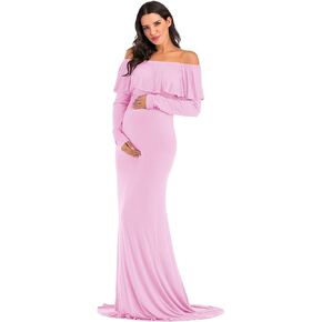 فستان ZIUMUDY للحمل مناسب للحمل بدون أكتاف وأكمام طويلة منتفخة للتصوير الفوتوغرافي in Kuwait