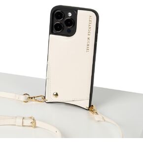 Alexander Michael for iPhone 14 Pro Max - Iconic Crossbody Phone Case and Wallet with 2 Straps in Premium Leather- Exclusive Wallet Design Features an EZ Pull-Out Card Tab (Ivory, iPhone 14 Pro Max)