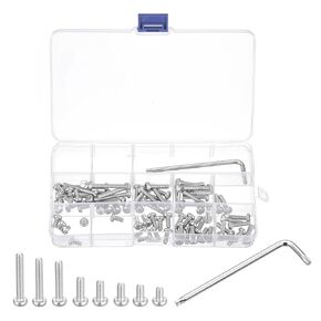 uxcell M3 Torx Security Screws Kit, (M3x5/8/10/12/16/20/25/30mm)125pcs 304 Stainless Steel Pan Head Tamper Proof Screw, W T10 Wrench Bolts