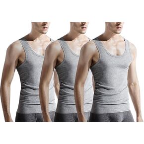 Ouruikia Men's 100% Cotton Tank Top Undershirts Ultra Soft A-Shirts Undershirts Breathable Sleeveless T Shirts