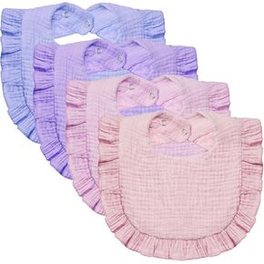 Lictin Muslin Baby Drool Bibs, 4-Pack Baby Bandana Drool Bibs Cotton Unisex, Bibs for Boys Girls for Teething and Drooling