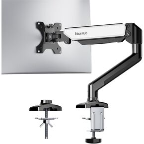 Dual Monitor Desk Mount for 13-32 Inch Computer Screen,Adjustable Gas Spring Monitor Arm,Each Arm Holds 4.4 to 22 lbs,VESA Bracket 75X75mm 100X100mm with C Clamp & Grommet Mounting Base