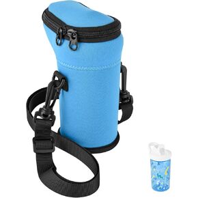Xxerciz Water Bottle Holder with Strap for 14oz CamelBak Kids Water Bottle, Insulated Neoprene Bottle Pouch Travel Carrier Bag, Water Bottle Sleeve for Kids Walking Hiking Camping (Pink)