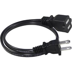 2FT Polarized 2Prong Extension Cord - White Replacement US AC Two Prong 13A 125V Power Extension Cable, Short Small Low Profile Flat Wall Appliance Power Cord for Outlet Saver, Christmas Light