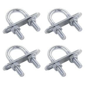4 Sets Round U-Bolts Carbon Steel Zinc-Plated U-Bolts with Nuts, Plates