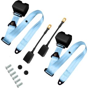 Generic 2PCS Universal 3Point Retractable Adjustable Belts for Golf Cart, UTV, Minivan, RV, Truck, Forklift (Black)