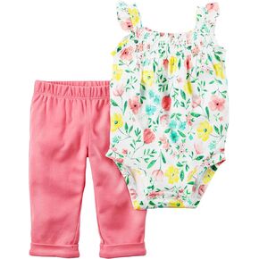 Carter's Baby Girls' 2-Piece Bodysuit and Pants 6 Months White