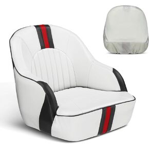 PEXMOR Premium Pontoon Boat Seat Captain Bucket Seat with Boat Seat Cover, Waterproof Boat Cabin Captain Chair Stainless Steel Screws Included