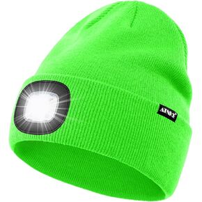 ATNKE LED Lighted Beanie Hat,USB Rechargeable 4 LED Running Headlamp Bright Cap with The Light Gifts for Men and Women