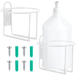 Hicarer 2 Pcs One Gallon Jug Storage Rack Wall Mounted Heavy Duty Steel Wall Rack for 1 Gallon Bottle Round Water Jug Rack Jug Holder with Hardware Hand Sanitizer 6-3/4" W x 5" H x 6-1/2" D (Blue)