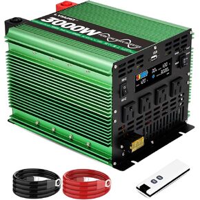 LVYUAN 3000 Watt Pure Sine Power Inverter 12V to 110V 120V DC to AC Converter with 4 AC Outlets, LCD Display, USB Charge Port, Remote Control for Home RV Vehicle Outdoor Camping Car Power Inverter