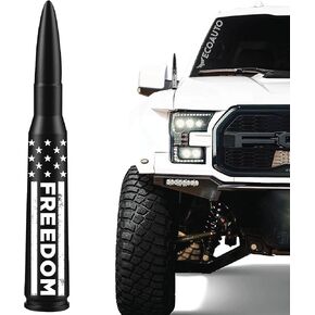 EcoAuto Bullet Antenna Replacement for Dodge Ram & Ford F150 F250 F350 Super Duty Ford Raptor Bronco Trucks - Anti-Theft Design - Radio Antenna for Truck 1990 - Current (Chrome)