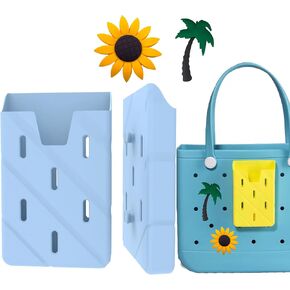 Silicone Phone Holder Compatible with All Bogg Bags, Sunflower Coconut Tree Phone Case Holder Charms Accessory, Phone Holder Attachment for Beach Tote Bags (Pink)