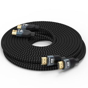 8K HDMI 2.1 Cable 10 FT, 2-Pack, Ultra High Speed 48Gbps HDMI Braided Cord 10 Feet, 8K@60Hz, 4K@120Hz, HDCP 2.2&2.3, 3D, ARC/eARC, HDR10+ for Soundbar, TV, PS5/4, Xbox, Roku, PC, Monitor etc