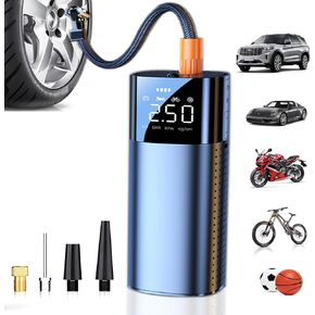 Tire Inflator Portable Air Compressor - Air Pump for Car Tires with Tire Pressure Gauge (160 PSI) - One Click Smart Pump Tire Inflator for Car, Motorcycle, Bicycle and More