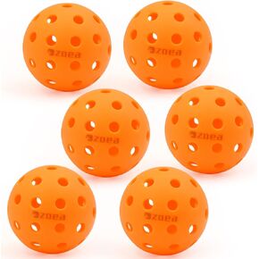 ZOEA Premium 40 Holes Outdoor Pickleball Balls, Durable Ball with Nice Bounce, High Visibility for Outdoor & Indoor Courts 6 Packs