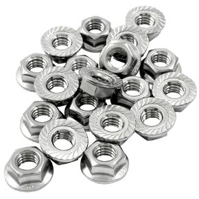 30 Pcs 1/4-20 Serrated Flange Hex Nuts, Stainless Steel Hexagon Locknuts Full Thread Hardware Nuts for Automobiles & Home Appliances (Sliver)