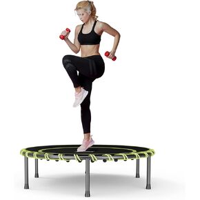 40" Fitness Trampoline with Adjustable Handle Bar Silent Mini Trampoline Bungee Rebounder Jumping Cardio Trainer Workout for Adults - Maximum Load 150 kg