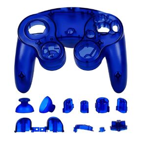 Ceozon Replacement Faceplate Cover Front Housing Shell Repair Accessories Kit Compatible with Gamecube Controller Included Buttons Blue