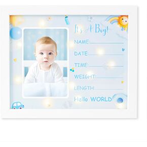 إطار صورة لإعلان ولادة طفل رضيع - صندوق ظلال LED مخصص لحفل استقبال المولود الجديد، هدايا تكشف عن الجنس للأمهات الجدد، بحث في سجل الأطفال، يجب أن يكون لديك أساسيات حديثي الولادة مرحبًا بك في العالم in Kuwait