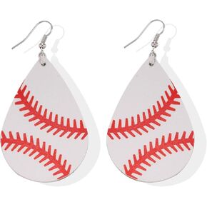 Baseball Earrings for Women Sports Wooden Earrings for Women Lightweight Earrings Sports Earrings Wooden Dangle Earrings for women Sports Fans Players Jewelry (White)