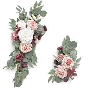 Artificial Floral Swags Artificial Wedding Arch Flowers Arch Home Garden Decor Wedding Flower Greenery Arrangements for Wedding Decor Ceremony and Reception Backdrop Decoration(Light Pink)