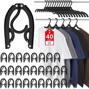 30 Pcs Travel Hangers Portable Foldable Travel Hanger Organizer, Plastic Travel Accessories Essentials Clothes Drying Rack Folding Hangers for Traveling Camping Flying RV Cruises Suitcase, Black