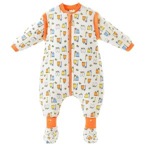 Happy Cherry Baby Sleep Sack with Feet Winter Thicken Toddler Sleeping Bag Infant Cotton Swaddle Wearable Blanket with Detachable Sleeves