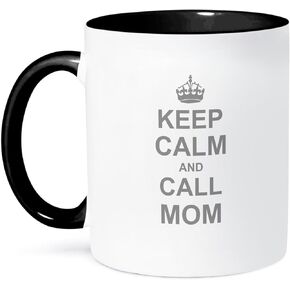 كوب 3dRose Keep Calm and Call Mom، 11 أونصة، سيراميك