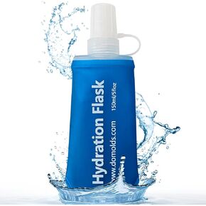 Premium Collapsible Water Bottle-250ml (8.8oz), Portable Soft Flask Water Bottle for Hydration Pack/Running Vest- Folding Water Bottle for Running, Hiking, Cycling (Blue 250ml)