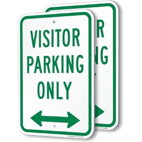 SmartSign - K-8570-EG-12x18 Visitor Parking Only Sign With Bidirectional Arrow By | 12" x 18" 3M Engineer Grade Reflective Aluminum Green on White