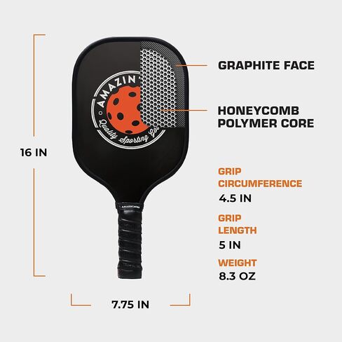 Amazin' Aces Graphite Pickleball Paddles Set - Single, 2 or 4 Paddles, Honeycomb Polymer Core with Comfy Cushion Grip - Varying Accessories Including Pickleballs, Pickleball Bag & Paddle Cover in Saudi Arabia