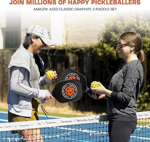 Amazin' Aces Graphite Pickleball Paddles Set - Single, 2 or 4 Paddles, Honeycomb Polymer Core with Comfy Cushion Grip - Varying Accessories Including Pickleballs, Pickleball Bag & Paddle Cover in Saudi Arabia