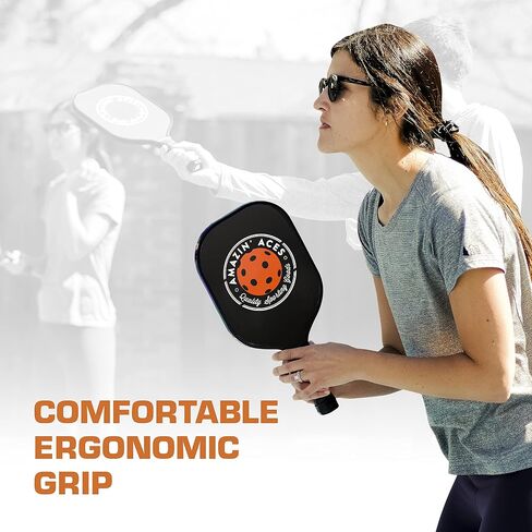 Amazin' Aces Graphite Pickleball Paddles Set - Single, 2 or 4 Paddles, Honeycomb Polymer Core with Comfy Cushion Grip - Varying Accessories Including Pickleballs, Pickleball Bag & Paddle Cover in Saudi Arabia