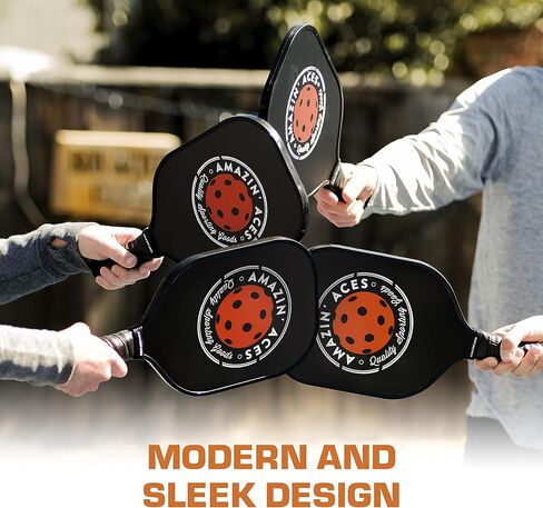 Amazin' Aces Graphite Pickleball Paddles Set - Single, 2 or 4 Paddles, Honeycomb Polymer Core with Comfy Cushion Grip - Varying Accessories Including Pickleballs, Pickleball Bag & Paddle Cover in Saudi Arabia