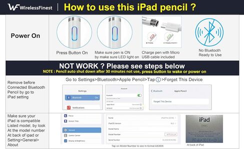 قلم ستايلس قلم الجيل الأول بديل لجهاز Apple iPad Pro 1st iPad 1st 2nd 3rd 4th 5th iPad Mini 1 2 3 4 iPad Air 1st 2nd iOS Android شاشة تعمل باللمس للكمبيوتر اللوحي + حامل مجاني (أبيض) in Saudi Arabia