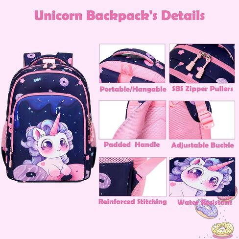 Kimwadalh Girls Backpack with Lunch Box Pencil Case for Elementary School, 3 in 1 Schoolbag with Chest Strap for School Girls in Saudi Arabia