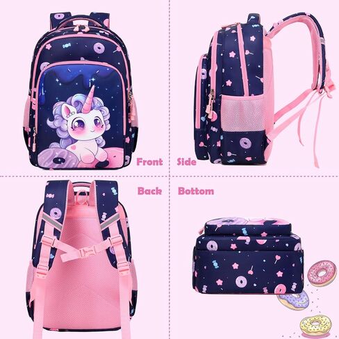 Kimwadalh Girls Backpack with Lunch Box Pencil Case for Elementary School, 3 in 1 Schoolbag with Chest Strap for School Girls in Saudi Arabia