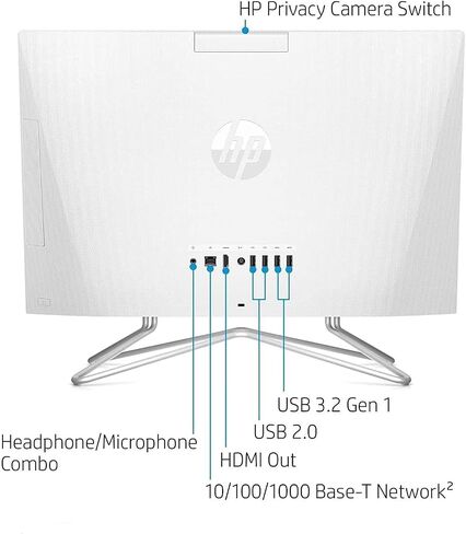 كمبيوتر مكتبي HP الكل في واحد FHD مقاس 21.5 بوصة، ومعالج Intel Celeron J4025، وذاكرة وصول عشوائي 8 جيجابايت | 256 جيجابايت NVMe SSD، وكاميرا ويب، وواي فاي، وHDMI، وRJ-45، وWindows 11 Home، ولوحة مفاتيح وماوس سلكية، مع ملحقات CUE in Saudi Arabia