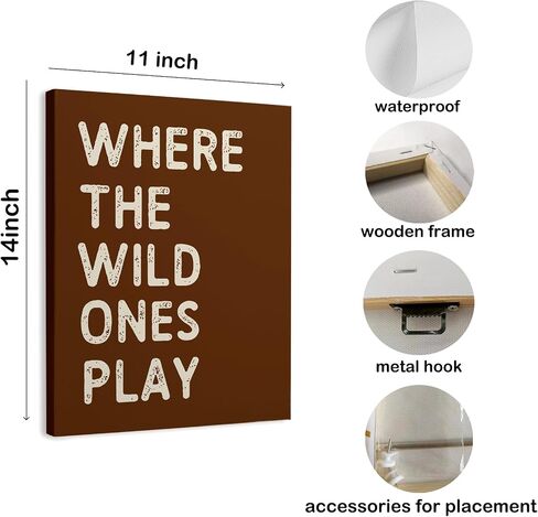 WODMIS Play Room Wall Decor,Kids Where The Wild Ones Play Framed Canvas Wall Art Decor 11×14,Play Sign,Colorful Play Room Art Painting Artwork Wall Playroom Nursery Toddler Kids Room Decoration Prints Decor (cream-coloured, 11x14) in Saudi Arabia