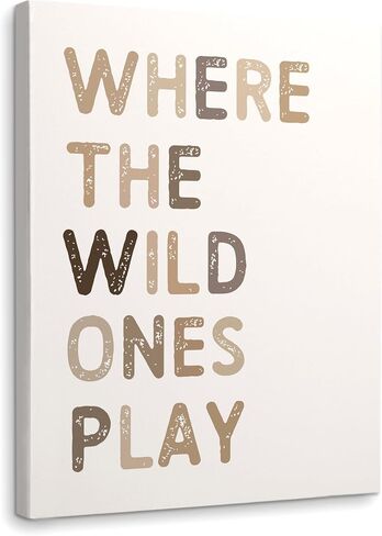 WODMIS Play Room Wall Decor,Kids Where The Wild Ones Play Framed Canvas Wall Art Decor 11×14,Play Sign,Colorful Play Room Art Painting Artwork Wall Playroom Nursery Toddler Kids Room Decoration Prints Decor (cream-coloured, 11x14) in Saudi Arabia