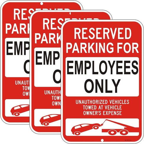 2 Pack Reserved Parking For Employees Only Sign, 18" x 12" Unauthorized Vehicles Towed Sign| Reflective Rust/Fade-Free Metal Warning Sign for Private Property, Parking Lots, Home Driveways in Saudi Arabia