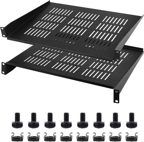 Moocci 19" 1U Server Rack Shelf 2 Pack - Universal Vented Network Rack Mount Shelf for Server Rack & Cabinet - Rackmount Shelf Rack Shelves Cantilever Tray for Small Light Device Equipment in Kuwait