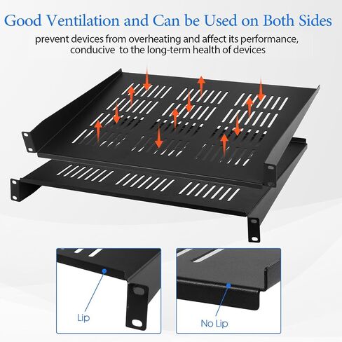 Moocci 19" 1U Server Rack Shelf 2 Pack - Universal Vented Network Rack Mount Shelf for Server Rack & Cabinet - Rackmount Shelf Rack Shelves Cantilever Tray for Small Light Device Equipment in Kuwait