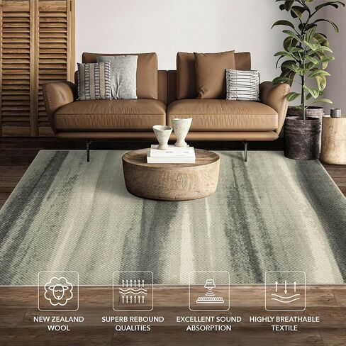 GoDear Design 4' x 6' Wool Area Rug, Premium New Zealand Wool Blend, Loop-Pile Tufting, Medium Pile Height, Ideal for High-Traffic Areas, Living Room & Bedroom, Safe for Pets and Children, Liquidsand in Saudi Arabia