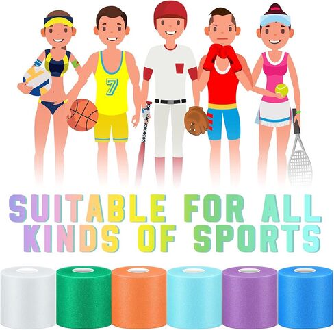 Sumind 6 Pcs Pre Wrap Athletic Tapes Sports Prewrap Tapes 30 Yards for Hair Soccer Ankles Wrists Hands and Knees Sports Foam Tapes in Saudi Arabia