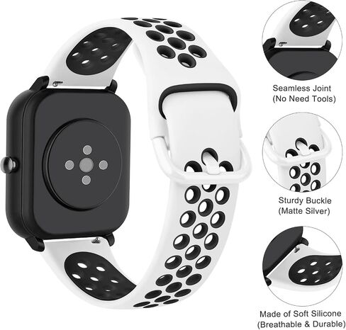 Amzpas أربطة سيليكون لـ Amazfit Bip 3 Pro/Bip 3/Bip U Pro/Bip U/GTR 42 مم، 3 عبوات 20 مم سوار معصم ناعم ثنائي اللون سريع الإصدار in Saudi Arabia