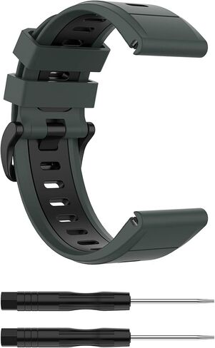 Compatible with Garmin Fenix 6X Sapphire Bands for Women Men, 26mm Quickfit Silicone Replacement Bands Straps Accessory Wrist Bands Fit for Garmin Fenix 5X Plus, Fenix 6X Pro, Fenix 3 in Saudi Arabia
