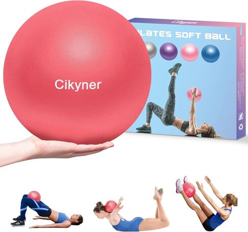 Cikyner Soft Pilates Ball, Small Exercise Ball 23-25cm Mini Gym Ball with Inflatable Straw, Suitable for Pilates, Yoga, Full body Training, Physical Therapy and Balance improving at Home, Gym & Office in Saudi Arabia